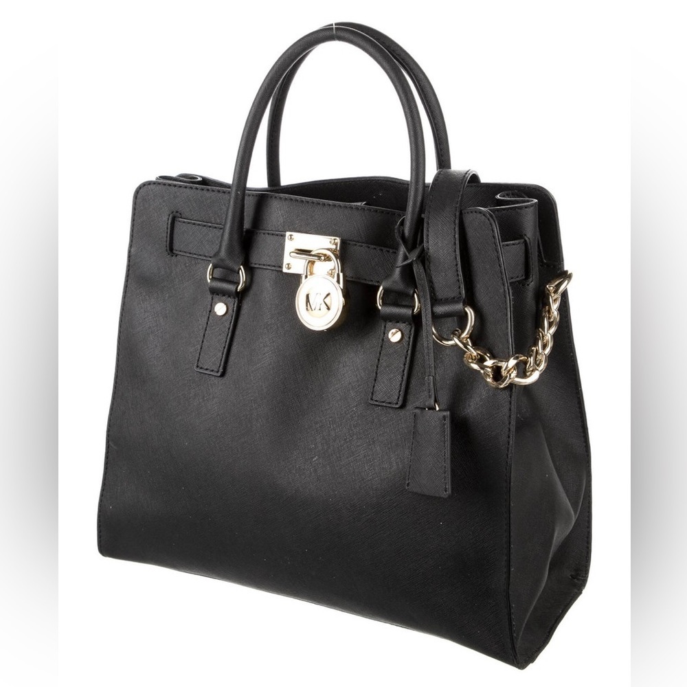 Michael Kors Hamilton satchel black leather purse bag